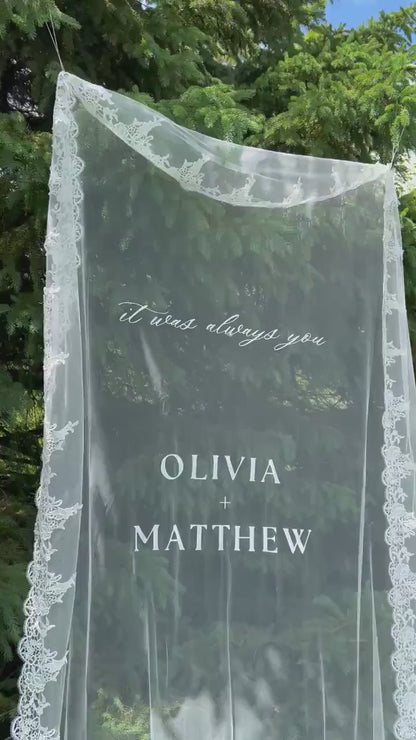 Lace Wedding Veil Fabric Sign