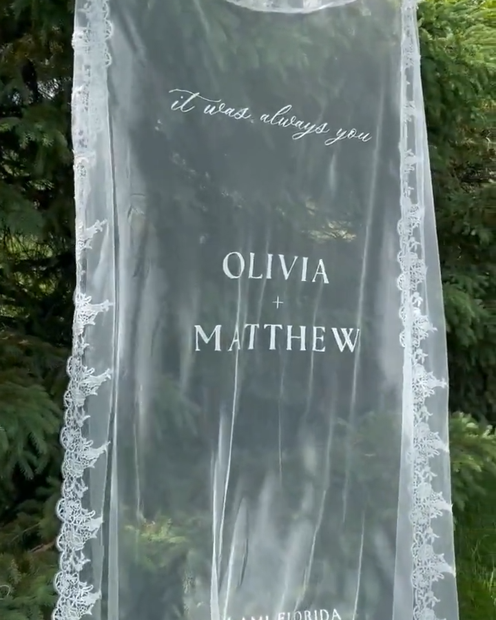 Sheer Fabric Wedding Sign