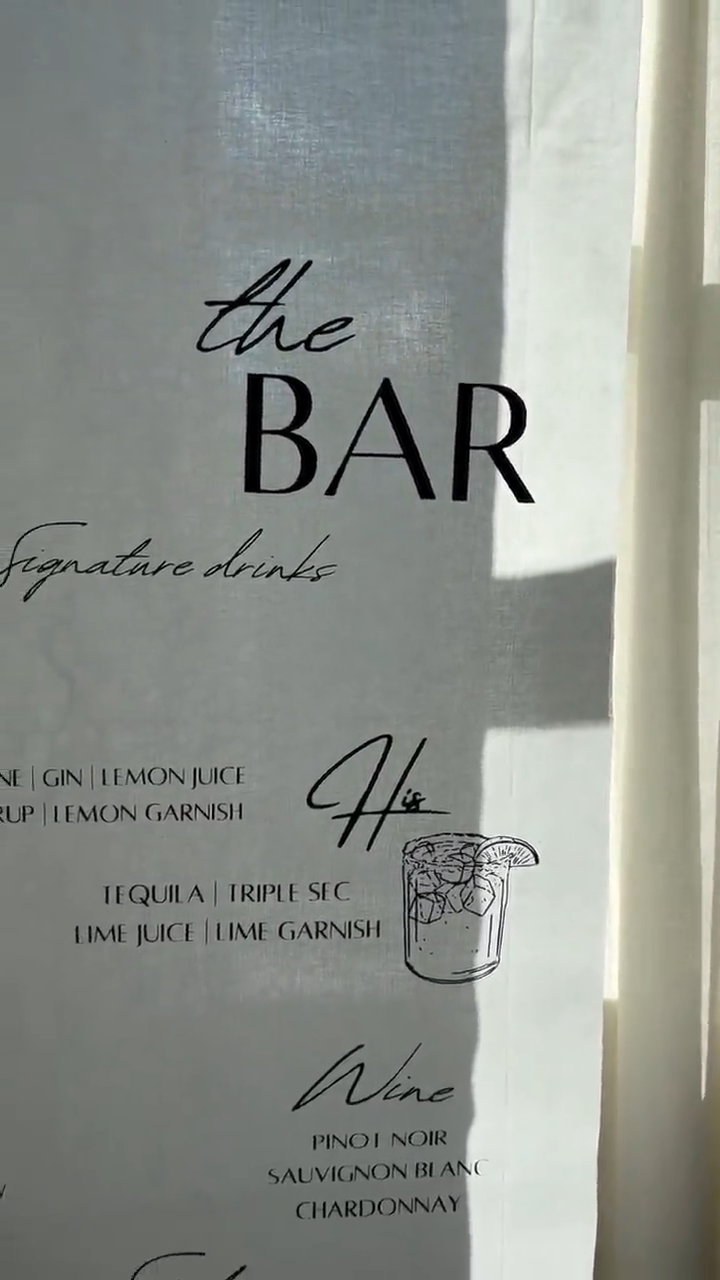Fabric Wedding Signs: Welcome & Cocktails